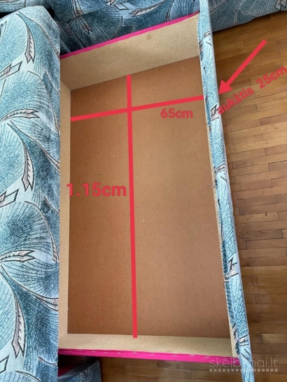 Minkštas kampas su miegama dalimi, funkcija ir patalynės dėže, daiktadėže