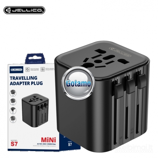 1006 220V tinklo adapteris kelioninis All-in-One US / UK / AU / EU – 2500W