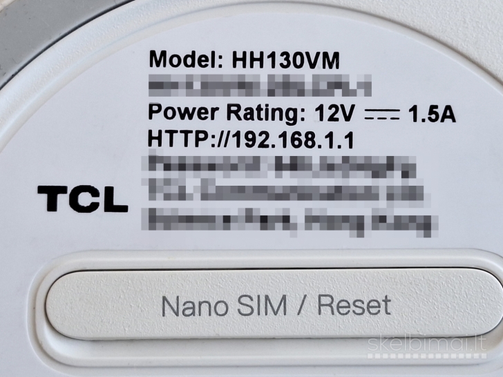 4G+ LTE modemas TCL HH130VM su WiFi