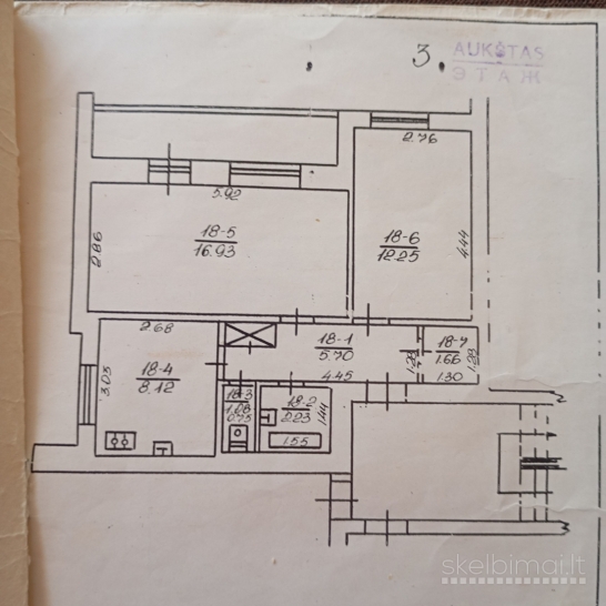Parduodamas 2k. Butas T.Kosciuškos g.3