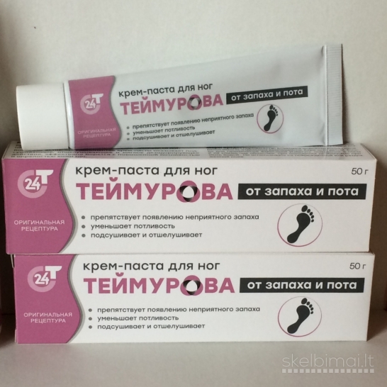 Teimurova pasta ir purškiklis kojoms nuo prakaitavimo