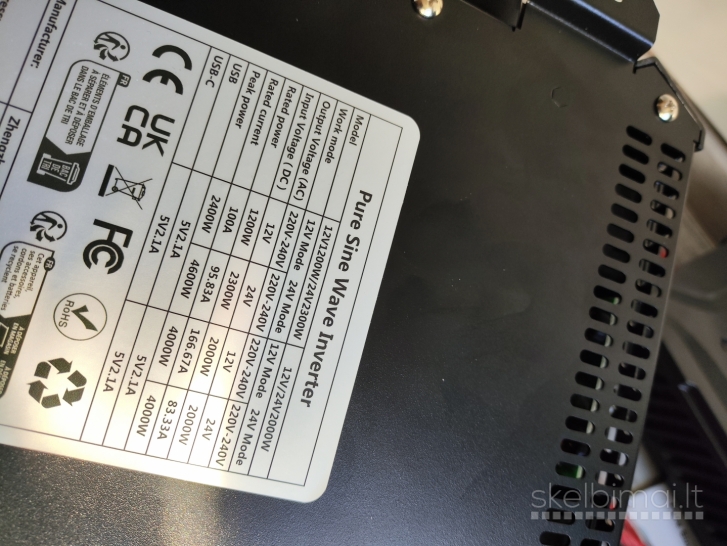 Naujas Universalus 12-24V Įtampos keitiklis 220V Pure sine wave
