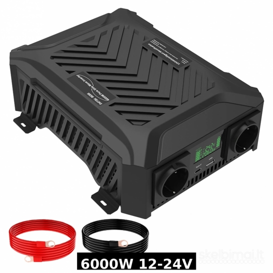 Naujas 12-24v Inverteris 220v Pure sine wave 6000W
