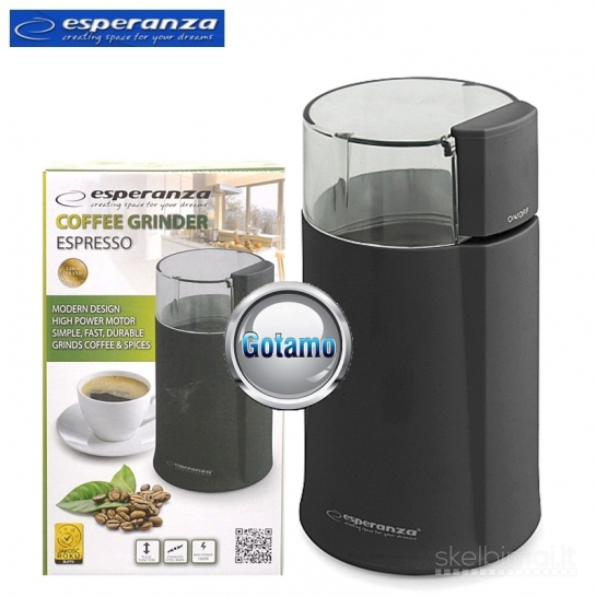 1026 Kavamalė elektrinė Esperanza Espresso Black – Šviežiai maltai kavai