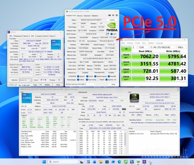 PC Intel 12600KF, 32gb/DDR5, 5060Ti/16gb, SSD/2tb, WiFi+