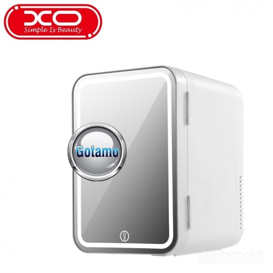 1030 Šaldytuvas mini XO CZ015 su LED veidrodžiu (baltas) – 8L talpa