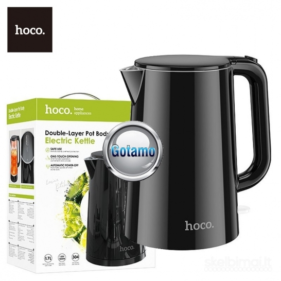 1031 Virdulys (arbatinukas) elektrinis Hoco HE11 1.7L 1800W, juodas