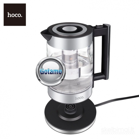 1032 Virdulys (arbatinukas) elektrinis Hoco HA01A 1.8L 1000W – Stiklo ir plieno