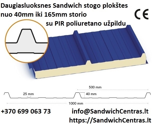 Sandwich plokštes 22,00 eur/m2