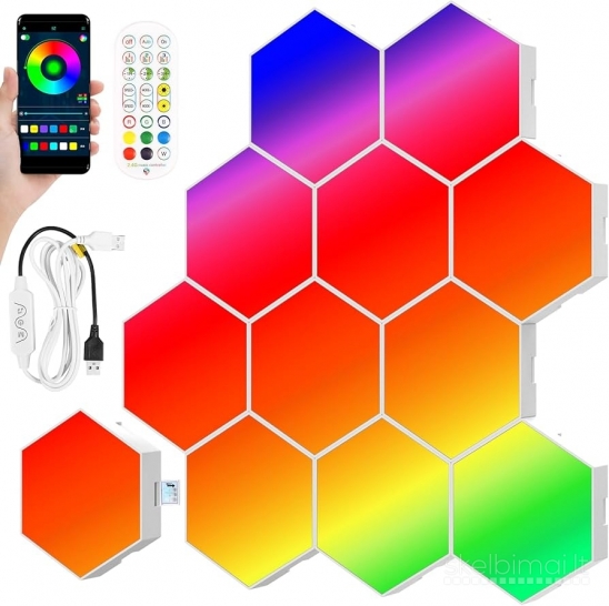 Naujas LED RGB Šešiakampis apšvietimas žaidimų kambariui Gaming hexagon