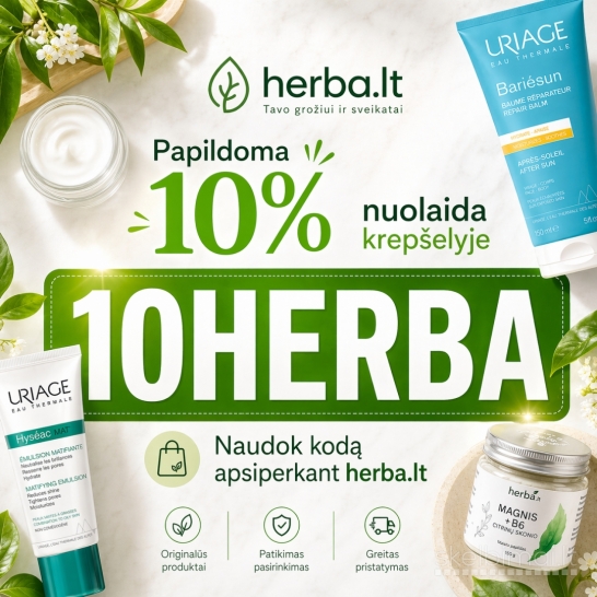 10HERBA 10% daugkartinis nuolaidos kodas WWW.HERBA.LT