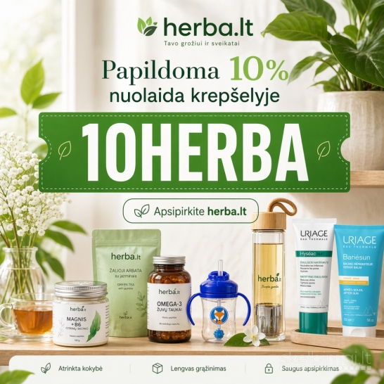 10HERBA 10% daugkartinis nuolaidos kodas WWW.HERBA.LT