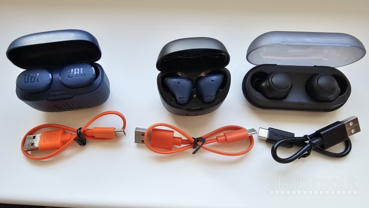 JBL Tune Flex + JBL Tune 130NC TWS + Sony WF-C500 ausinukai su trūkumais