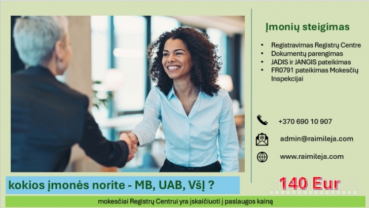 Įmonių steigimas - UAB, MB, IĮ, VšĮ