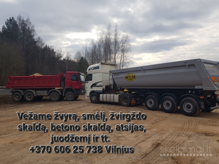 Tralo paslaugos. Vezu juodzemi, zvyra, smeli, skalda, Ekskavatoriaus nuoma