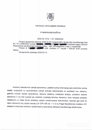 Parduodamos priteistos reikalavimo teisės