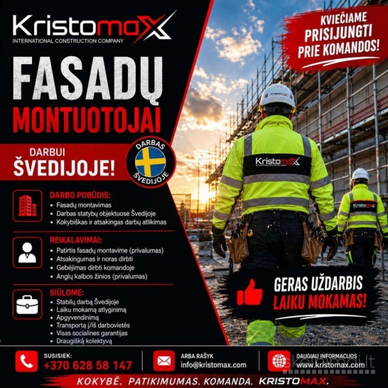 UAB „Kristomax“ skubiai ieško darbuotojų darbui Švedijoje!