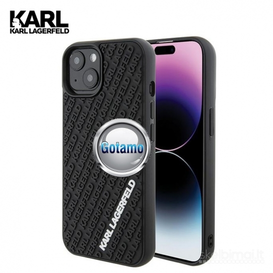 1123 Dėklas nugarėlė Karl Lagerfeld Style1 su 3D Multi Logo – Apple iPhone 15