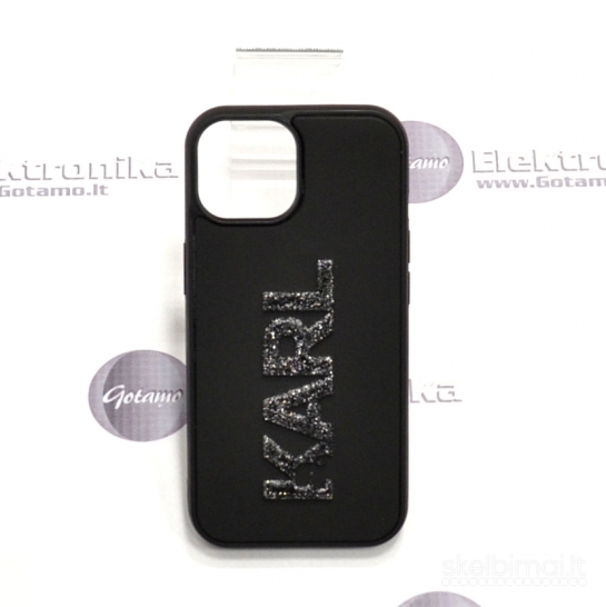 1125 Dėklas nugarėlė Karl Lagerfeld Style3 su 3D Logo Glitter – Apple iPhone 15