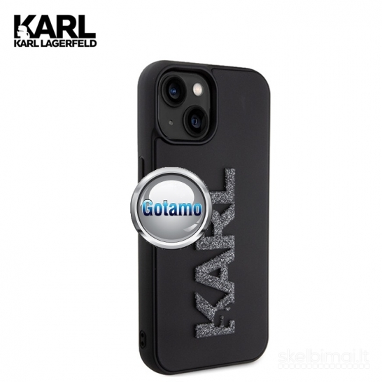 1125 Dėklas nugarėlė Karl Lagerfeld Style3 su 3D Logo Glitter – Apple iPhone 15
