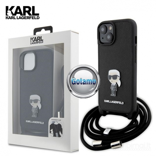 1126 Dėklas nugarėlė Karl Lagerfeld Style4 Saffiano Apple iPhone 15