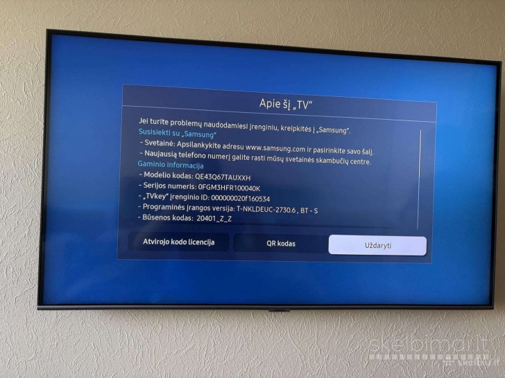 Samsung Q67T 4K 43 colių televizorius
