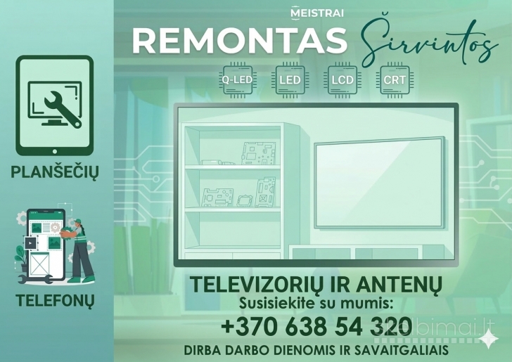 Televizorių ir kitos video technikos remontas Širvintose, Ukmergėje