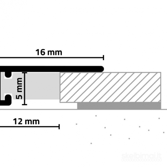 Aliuminės Minileiste grindjuostės 16x5 mm
