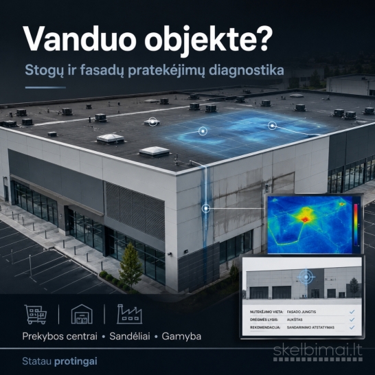 Plokščių stogų ir fasadų pratekėjimų diagnostika Vilnius