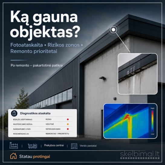 Plokščių stogų ir fasadų pratekėjimų diagnostika Vilnius