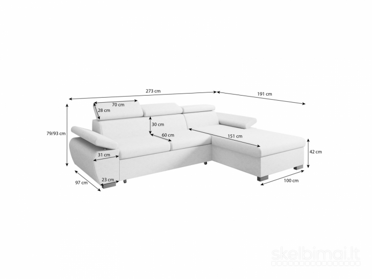 Kampinė sofa lovą