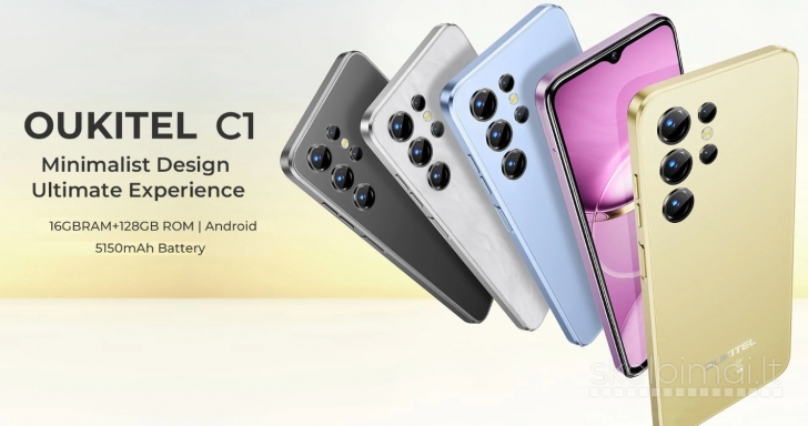 Naujas išmanusis telefonas OUKITEL C1 128GB / 16GB, talpi 5150 mAh baterija