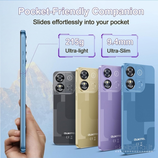 Naujas išmanusis telefonas OUKITEL C57 Pro 128GB/16GB, talpi 4300mAh baterija