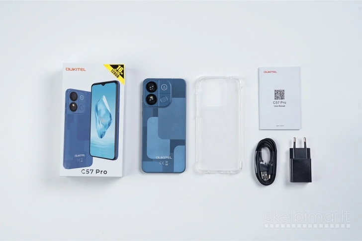 Naujas išmanusis telefonas OUKITEL C57 Pro 128GB/16GB, talpi 4300mAh baterija