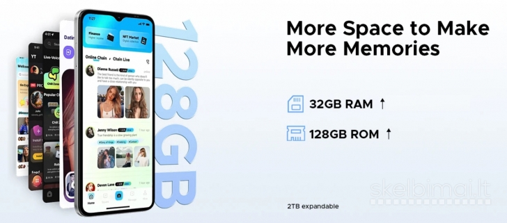 Naujas Telefonas DOOGEE Note56X Pro, NFC, 128GB/32GB, Galinga 6150mAh Baterija
