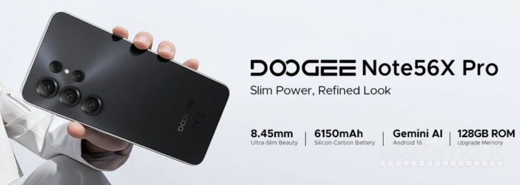 Naujas telefonas DOOGEE Note56X Pro, NFC, 128GB / 32GB, galinga 6150mAh baterija