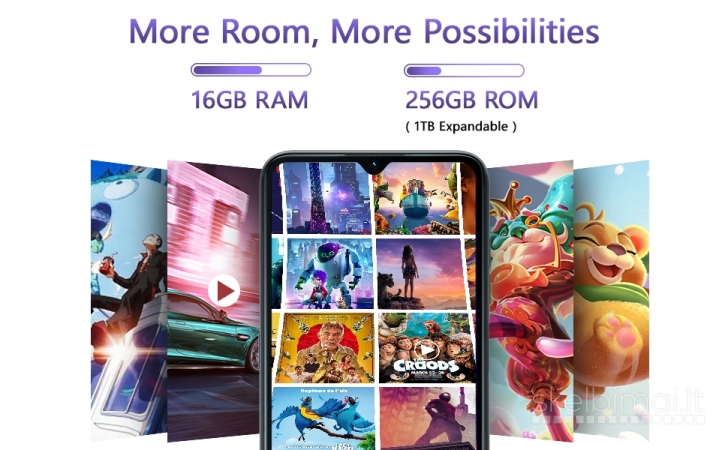 Naujas išmanusis telefonas OUKITEL C32 Pro 256GB / 16GB, talpi 5150 mAh baterija