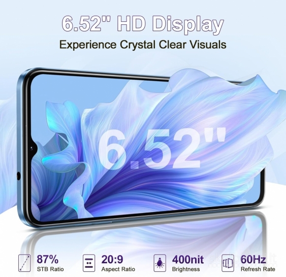 Naujas išmanusis telefonas OUKITEL C57 Pro 128GB/16GB, talpi 4300mAh baterija