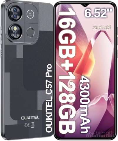 Naujas išmanusis telefonas OUKITEL C57 Pro 128GB/16GB, talpi 4300mAh baterija