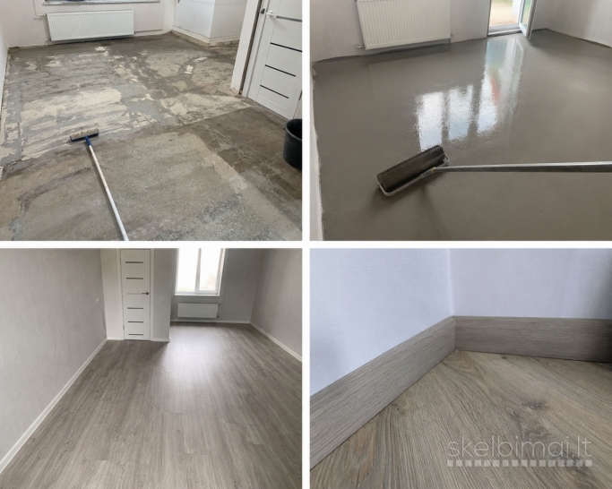 Grindų klojimas viniline PVC kiliminė danga