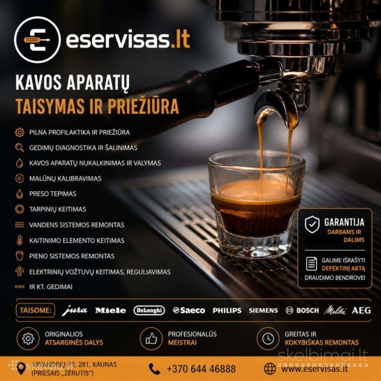 Kavos aparatų servisas, priežiūra