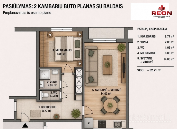 TVARKINGAS 1 KAMBARIO BUTAS VIRŠULIŠKĖSE!