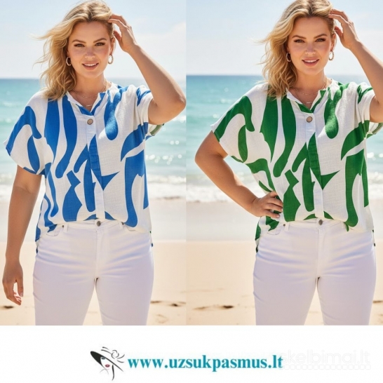 Ryškios medvilninė palaidinės pkūnioms