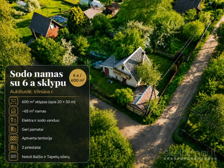 Parduodamas 6 a sodo sklypas su mūriniu sodo namu