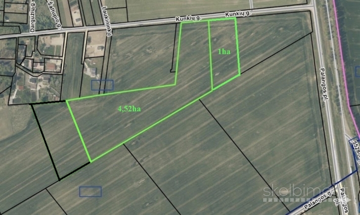 Parduodami du besiribojantys sklypai: 4,52 ha ir 1 ha sklypas (Iš viso 5,52 ha)