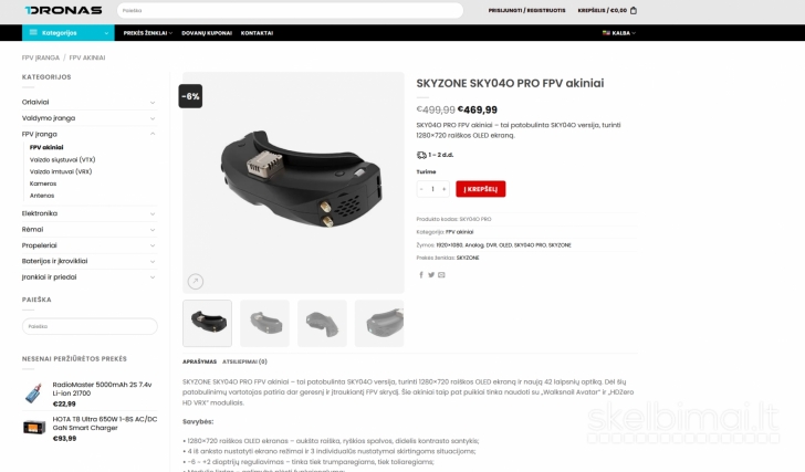 Parduodu FPV drono komplekta