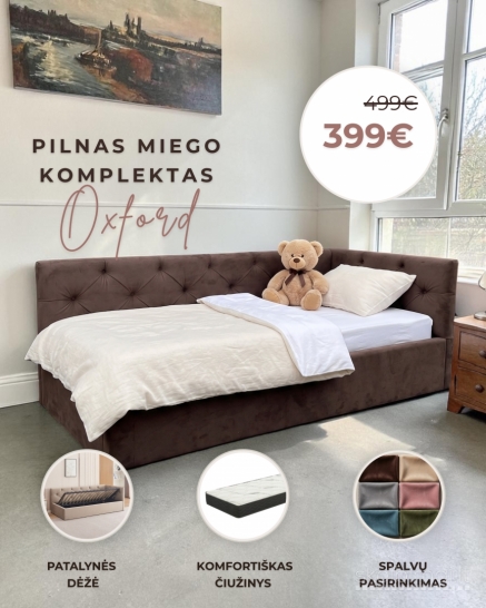 Naujiena! Viengulė lova Oxford 90x200