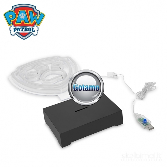 1212 Neoninė LED lempa ant stovo Paw Patrol – Letena WWW.GOTAMO.LT