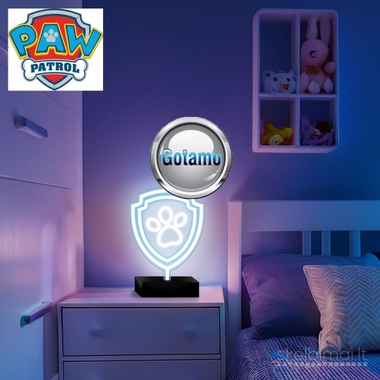1212 Neoninė LED lempa ant stovo Paw Patrol – Letena WWW.GOTAMO.LT
