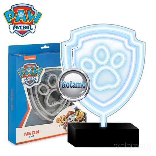 1212 Neoninė LED lempa ant stovo Paw Patrol – Letena WWW.GOTAMO.LT